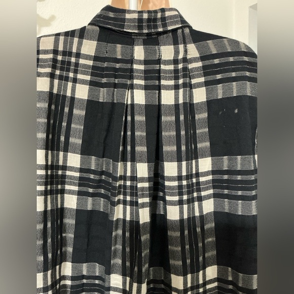 Free People Baby Blues Black & White Plaid Pleated Tunic with Pockets Medium - Picture 11 of 16